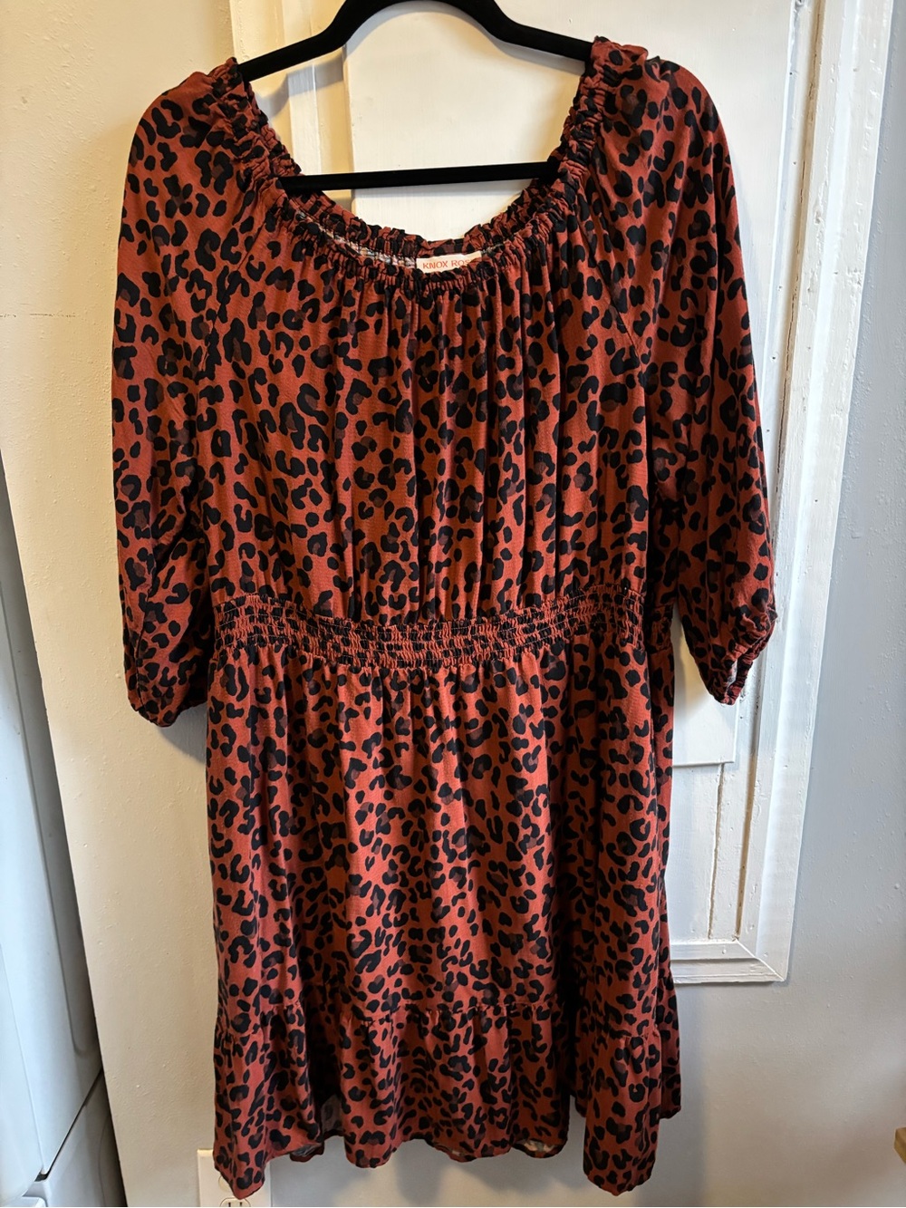 Knox Rose Rust and Black Leopard-Print Midi Dress